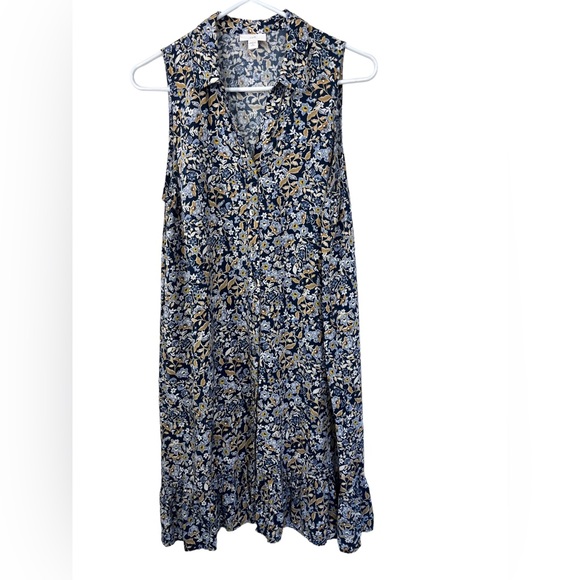 J. Jill Dresses & Skirts - J. Jill floral button front collared relaxed fit ruffle hem dress medium petite